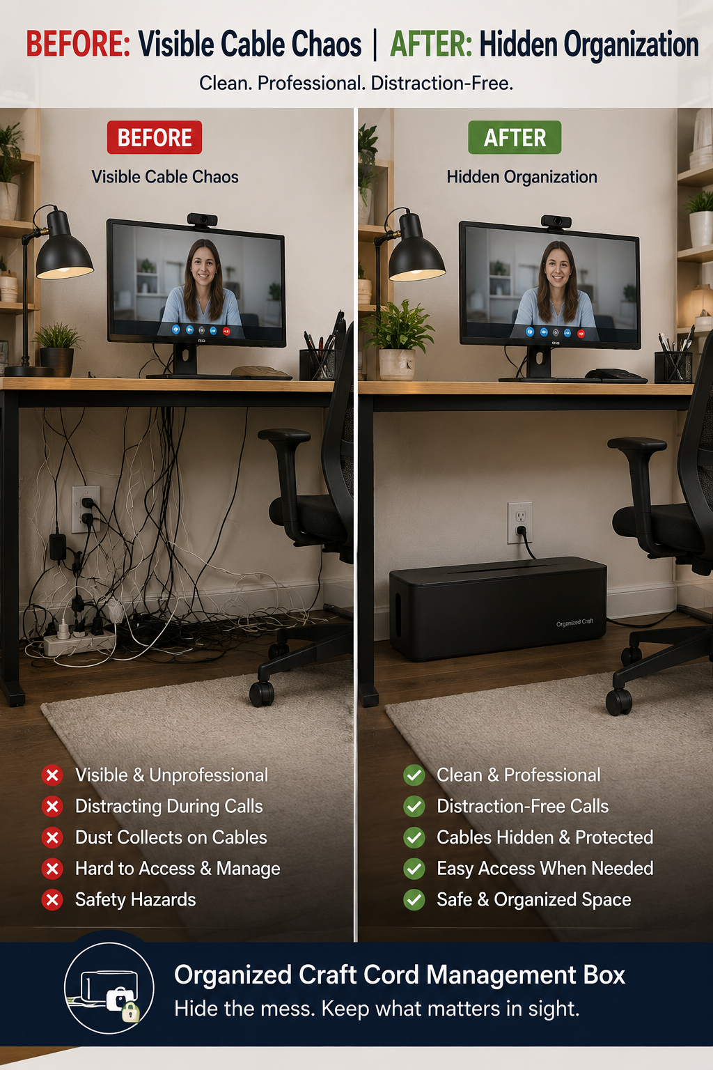 Behind Your Desk = Cord Disaster. This One Box Prevents Everything