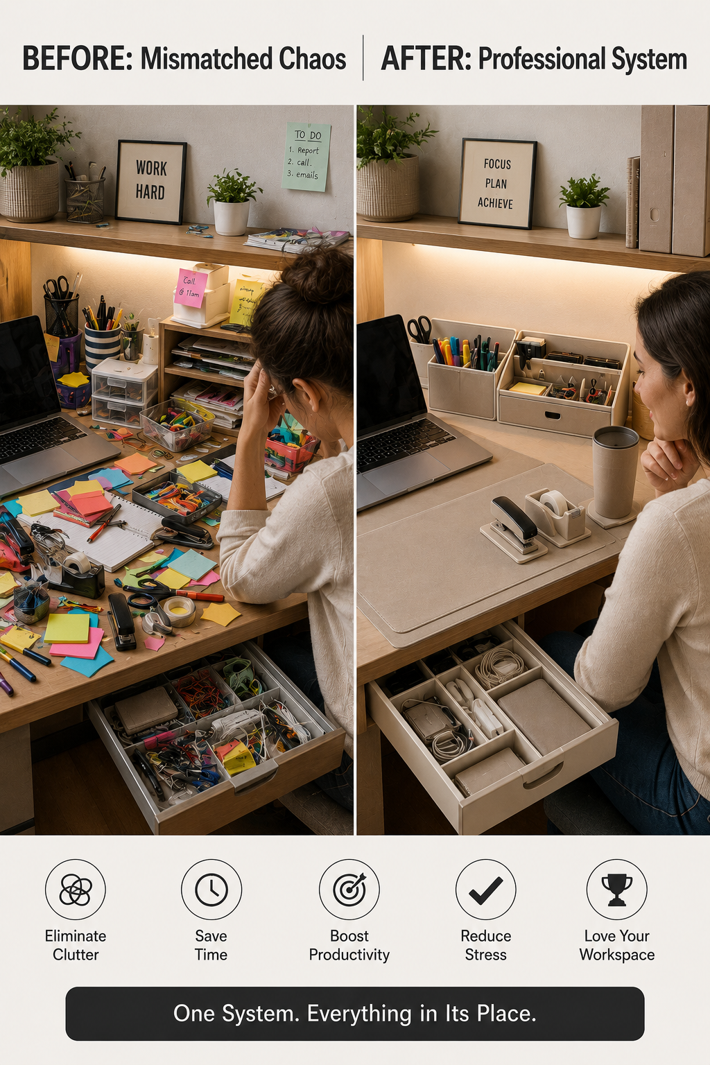 Finally My Desk Looks Like I Have It Together"—Complete System That Works