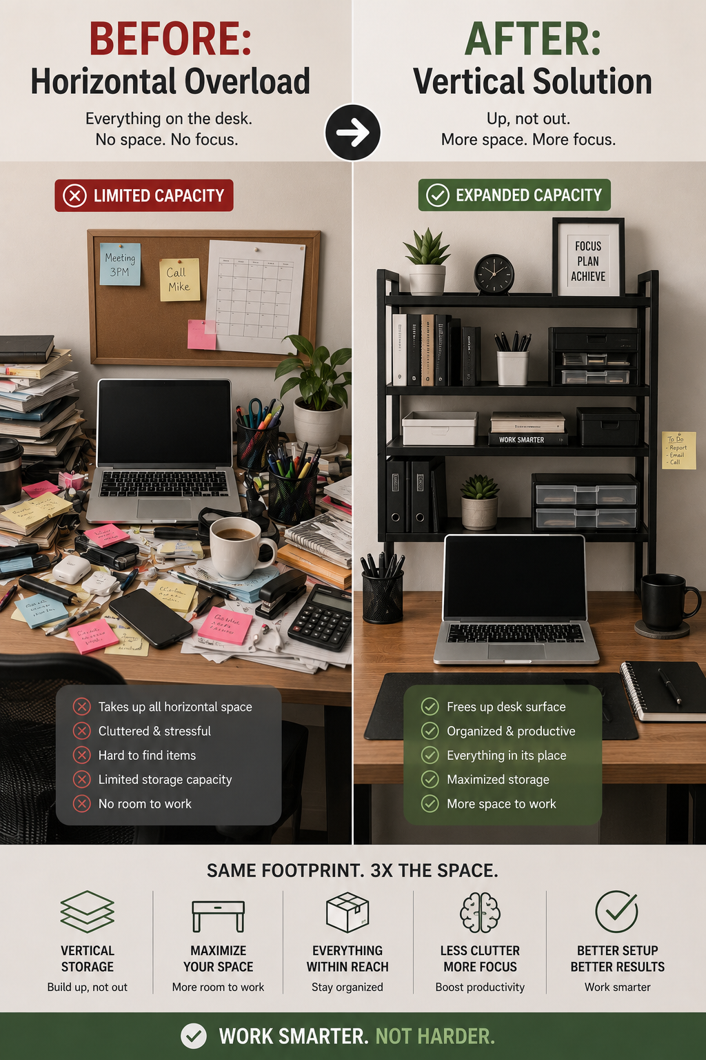 Horizontal Desk Space Maxed Out? Build Upward With Smart Shelf Organization