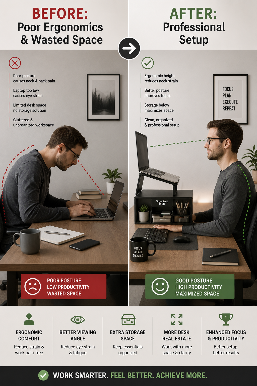 Laptop Heating Your Lap? Create Professional Setup + Storage Space Simultaneously
