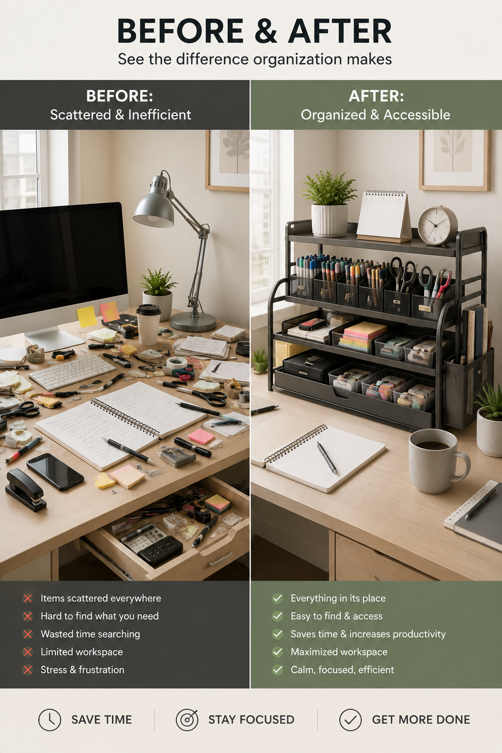 Reaching for Supplies Shouldn't Require a Desk Yoga Session