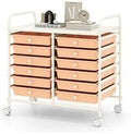 LDAILY 12 Drawer Rolling Storage Cart, Craft Cart Organizer on Wheels w/Metal Frame, Large Capacity & Smooth Drawer, Rolling Cart w/Drawers for Classroom, Office