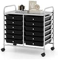 LDAILY 12 Drawer Rolling Storage Cart, Craft Cart Organizer on Wheels w/Metal Frame, Large Capacity & Smooth Drawer, Rolling Cart w/Drawers for Classroom, Office
