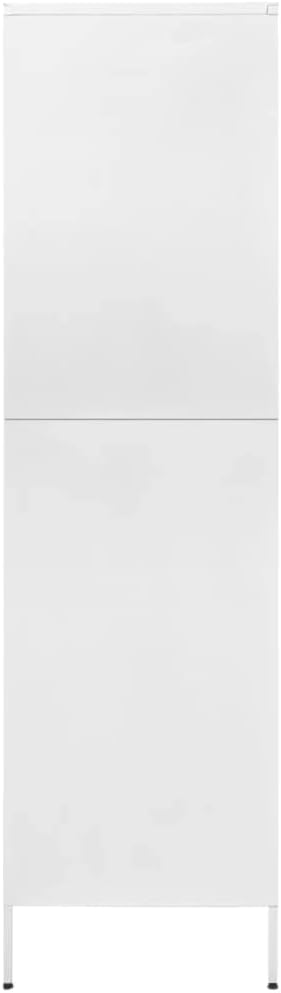 Metal Side Storage Cabinet Organizer, Employees Locker Industrial Steel Storage Cabinet with, 4 Adjustable Shelves for Office, Garage, Home 35.4"x19.7"x70.9" White -AA