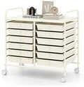 LDAILY 12 Drawer Rolling Storage Cart, Craft Cart Organizer on Wheels w/Metal Frame, Large Capacity & Smooth Drawer, Rolling Cart w/Drawers for Classroom, Office
