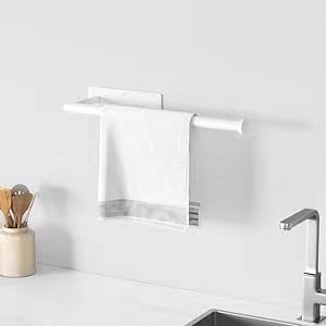 Paper Towel Holder Under Cabinet Wall Mounted Magnetic Paper Kitchen Towel Holder Stainless Steel 13inch White Paper Towel Holder for Bathroom Vanity Storage Organzier
