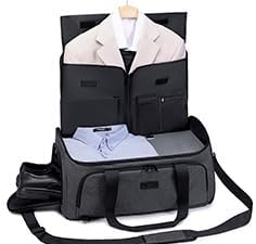 Vessgra Garment Bags for Travel 58L Garment Bags Duffle Bag for Travel Convertible Carry On Garment Duffle Bag 4 in 1 Foldable Suit Bag with Shoes Compartment for Men Women Weekender，Dark Grey