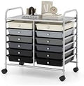 LDAILY 12 Drawer Rolling Storage Cart, Craft Cart Organizer on Wheels w/Metal Frame, Large Capacity & Smooth Drawer, Rolling Cart w/Drawers for Classroom, Office