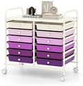LDAILY 12 Drawer Rolling Storage Cart, Craft Cart Organizer on Wheels w/Metal Frame, Large Capacity & Smooth Drawer, Rolling Cart w/Drawers for Classroom, Office