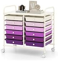 LDAILY 12 Drawer Rolling Storage Cart, Craft Cart Organizer on Wheels w/Metal Frame, Large Capacity & Smooth Drawer, Rolling Cart w/Drawers for Classroom, Office