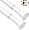 2 Pack Spring Tension Curtain Rods 31-76 Inches, Spring Loaded Curtain Rods No Drilling, Adjustable Expandable Tension Rod for Window Doorway Kitchen Curtain Bedroom Closet, White