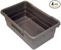 ULTRASOURCE Food Approved Bus Totes/Meat Lug (4 Totes Gray Inedible, 4 Frosted Lids)
