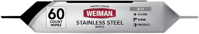 Weiman Stainless Steel Cleaner & Polish Kit, 2 Wipes & Cloth, Anti-Fingerprint, Removes Grease, Water Spots, Streaks & Residue, Polishing Cleaner Safe for Appliances, Chrome, Sinks & Grill Exteriors
