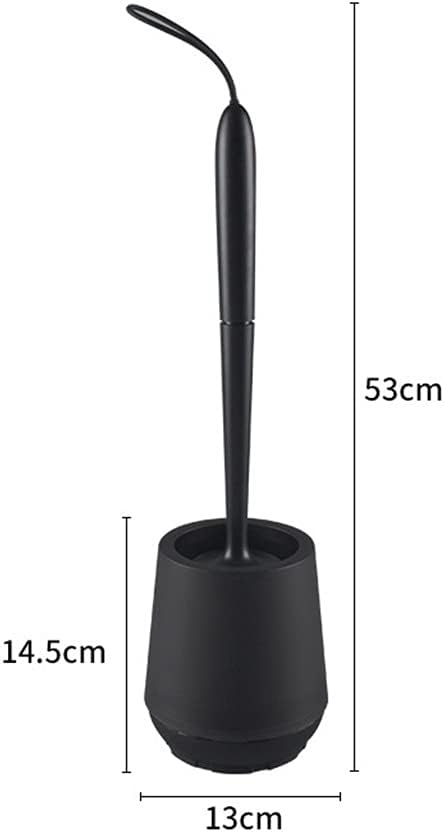 Toilet Brush Solid Color Silicone Toilet Brush Long Handle No Dead Corners Home Floor-Standing Cleaning Brushes Bathroom Accessories Bathroom Toilet Brush Holder (White) (Black)