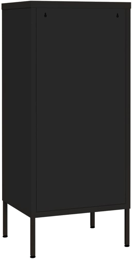 Modern Steel Storage Cabinet with Adjustable Shelves, Spacious Matte Black Design for Living Room or Bedroom Organization, Durable Metal Build for Multimedia and Books