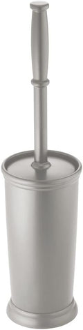 mDesign Toilet Bowl Brush and Holder - Covered Bathroom Toilet Brush - Standing Toilet Bowl Scrubber in Modern Holder - Compact, Space Saving, Deep Cleaning Brush for Toilet - Hyde Collection - Gray