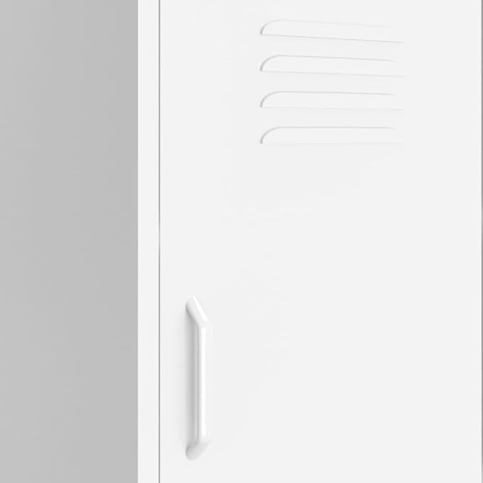 White Steel Storage Cabinet with Adjustable Shelves, Modern Minimalist Design for Home Organization and Display, 4-Piece Set for Living Room or Bedroom
