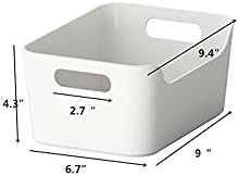 Open Storage Box,Kitchen Cabinet and Pantry Storage Organizer Bin - Two Cut-Out Handles That Make 9.4 x 6.75 x 4.3 Inches (Black /White)