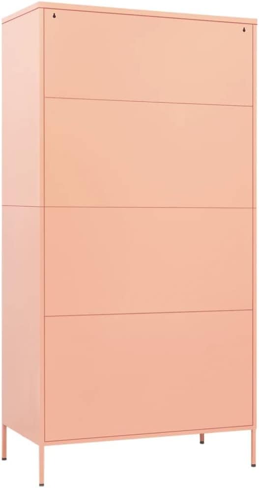 70.9" Tall Metal Wardrobe Cabinet, Steel Clothing Cabinet Storage Cabinets with 2 Doors, 4 Adjustable Shelves and Hanging Rod for Living Room, Bathroom, Office, Garage 35.4"x19.7"x70.9" Pink -AA