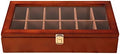 Large Solid Wood Storage Box with 12 Compartments and Glass Lid - Multi-Functional Organizer for Home, Office, Crafts, and Toys