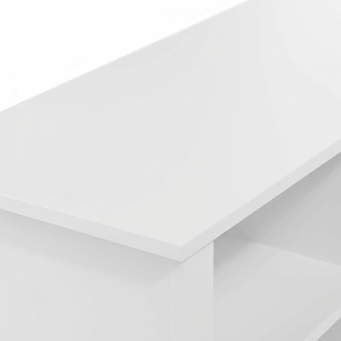 Furnifact White TV Stand with Fireplace, 60 Inch Modern Media Console with Wood Construction, Durable Build and Elegant Living Room Entertainment Design