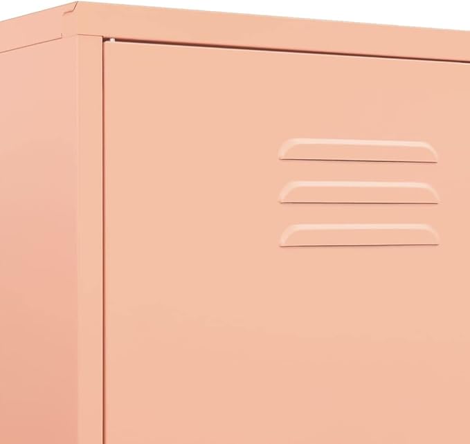 70.9" Tall Metal Wardrobe Cabinet, Steel Clothing Cabinet Storage Cabinets with 2 Doors, 4 Adjustable Shelves and Hanging Rod for Living Room, Bathroom, Office, Garage 35.4"x19.7"x70.9" Pink -AA