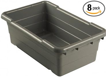 ULTRASOURCE Food Approved Bus Totes/Meat Lug (4 Totes and Matching Lids, Gray)