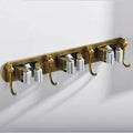 Mop Broom Holder Wall Mount Garden Tool Organizer, Brass Heavy Duty Tool Hanger with 3 Racks 4 Hooks for Kitchen Bathroom Closet Garage Office Laundry