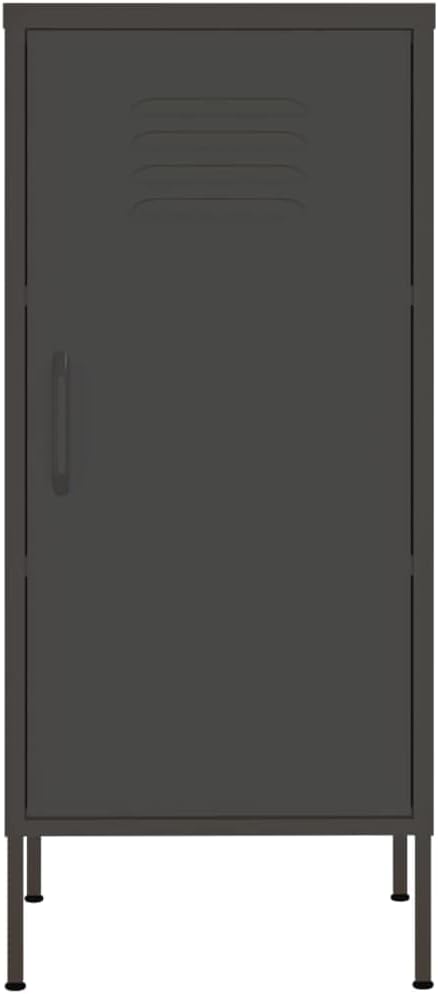 Modern Steel Storage Cabinet with Adjustable Shelves, Anthracite Matte Finish for Living Room and Office Organization, Durable Metal Construction