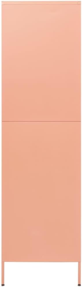70.9" Tall Metal Wardrobe Cabinet, Steel Clothing Cabinet Storage Cabinets with 2 Doors, 4 Adjustable Shelves and Hanging Rod for Living Room, Bathroom, Office, Garage 35.4"x19.7"x70.9" Pink -AA
