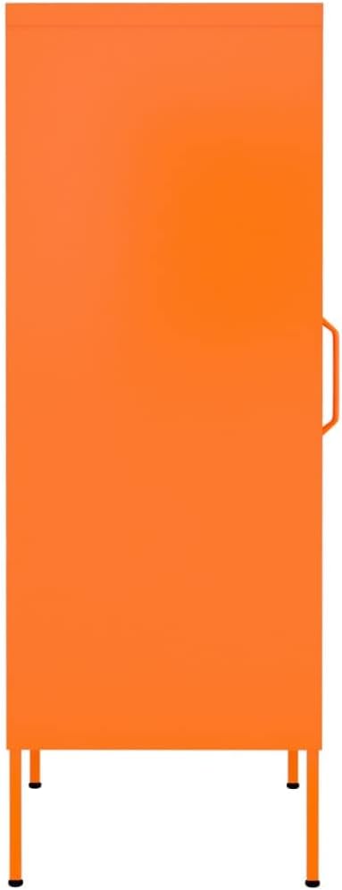 Modern Orange Steel Storage Cabinet with Adjustable Shelves for Living Room and Bedroom Organization, 2 Spacious Shelves for Books and Small Items, Free-Standing Metal Design