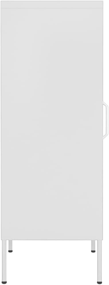 Modern Storage Cabinet with Adjustable Shelves, White Minimalist Steel Organizer for Living Room and Bedroom, Sturdy Construction for Books and Decor