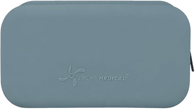 Sugar Medical Tandem Travel Case for t:Slim X2 & Mobi Pump Supplies, Silicone Diabetes Organizer with Compartments for Infusion Sets, Cartridges & Insulin Vial (Steel Blue) | Silicone Organizer, Compact Design, Infusion Set Storage, Cartridge Compartme...