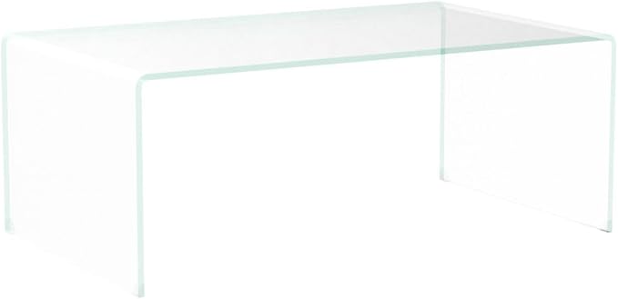 Meihua Tempered Glass Coffee Table for Living Room, Clear Center Table with 0.47 inch Tempered Glass, Transparent Modern Coffee Table