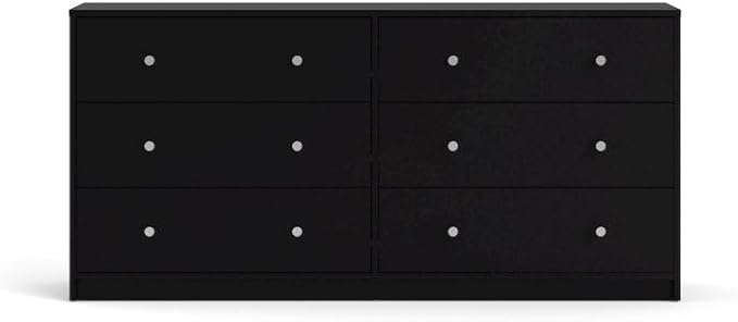 Furnifact Black Dresser for Bedroom – Modern 6 Drawer Dresser with Spacious Storage for Clothes and Essentials
