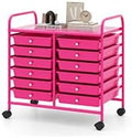 LDAILY 12 Drawer Rolling Storage Cart, Craft Cart Organizer on Wheels w/Metal Frame, Large Capacity & Smooth Drawer, Rolling Cart w/Drawers for Classroom, Office