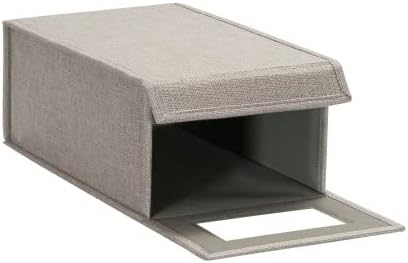 Household Essentials Small Drop Front Shoe Box with Clear Front Panel, Sturdy Poly‑Blended Linen, Gray Finish, Set of 2