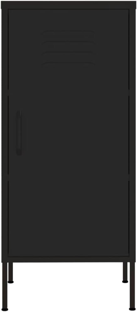 Modern Steel Storage Cabinet with Adjustable Shelves, Spacious Matte Black Design for Living Room or Bedroom Organization, Durable Metal Build for Multimedia and Books