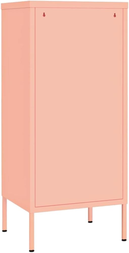 Modern Pink Steel Storage Cabinet with Adjustable Shelves, 40.0 Inch Tall Rectangular Design for Books and DVDs, Wall-Mount Safety Feature, Sturdy Steel Construction, Easy
