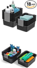 IRIS USA Plastic Storage Basket Bundle, Small - 12 Pack + Medium - 6 Pack, Shelf Basket Storage Organizer for Pantry, Cabinet, Bedroom, Closet, Laundry Room, Home Work Office, Craft Supplies, Black