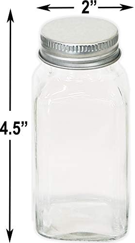 Simple Houseware Spice Jars 6-oz Square Glass Bottles, 12 Pack | 6 Ounce, with Shaker Lids, Funnel and Labels for Seasoning & Storage