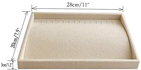 Premium Grade Beige Velvet Jewelry Organization Tray Necklace Watch Chain Bracelet Organizer Show Exhibit Home Drawer Divider Closet Insert