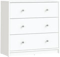 Furnifact White 3 Drawer Nightstand - Large Bedside Dresser for Stylish Storage