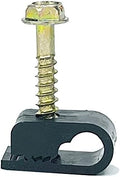 Stanz (TM) Flex Single Coaxial Cable Clips, Cat6, Electrical Wire Cable Clip, 1/4 in (6 mm) Screw Clip and Fastener, Black (100 Pieces per Bag)