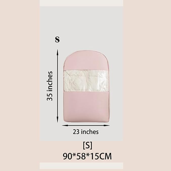 Space Saving Hanging Garment Bag with Compression Zipper. | For Closet Storage, Garment Bag for Coats and Down Jackets.(Pink，S)