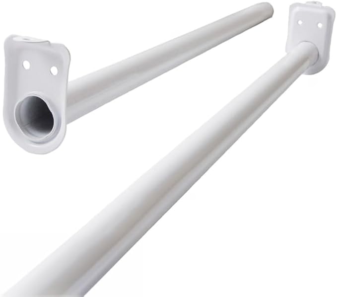 48 Inch to 72 Inch Adjustable Closet Rod for Hanging Clothes, White, Heavy Duty Steel, Center Support Bracket Included – Design House, 205831