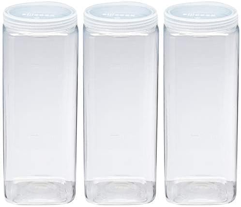 Silicook Clear Plastic Jar, Set of 3-40oz, Square Shaped, Transparent, Food Storage Container, Kitchen & Household Organization for Dry goods, Spices, Vegetables, Ingredients and More