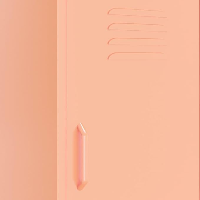 Modern Pink Steel Storage Cabinet with Adjustable Shelves, 40.0 Inch Tall Rectangular Design for Books and DVDs, Wall-Mount Safety Feature, Sturdy Steel Construction, Easy