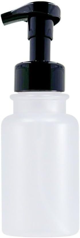 14 oz Plastic Foaming Soap Bottle Dispenser (Clear/Black) | frosted clear, matte finish, for foam soap, wide opening, easy refills, thick plastic