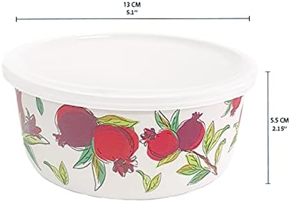 EMANUEL Set of 3 Melamine Food Storage Containers - Reusable Storage Lunch Boxes Plastic Lid - Unique Printed Designs (Pomegranates BMB-21A)